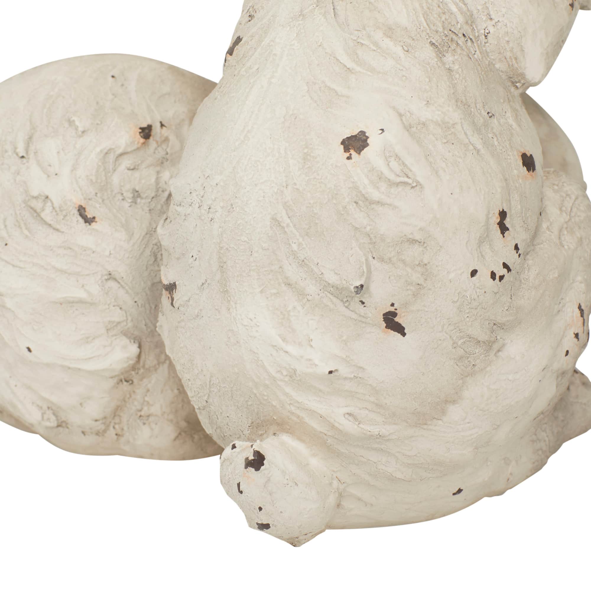 White Farmhouse Rabbits Garden Sculpture, 8" x 9" x 11"